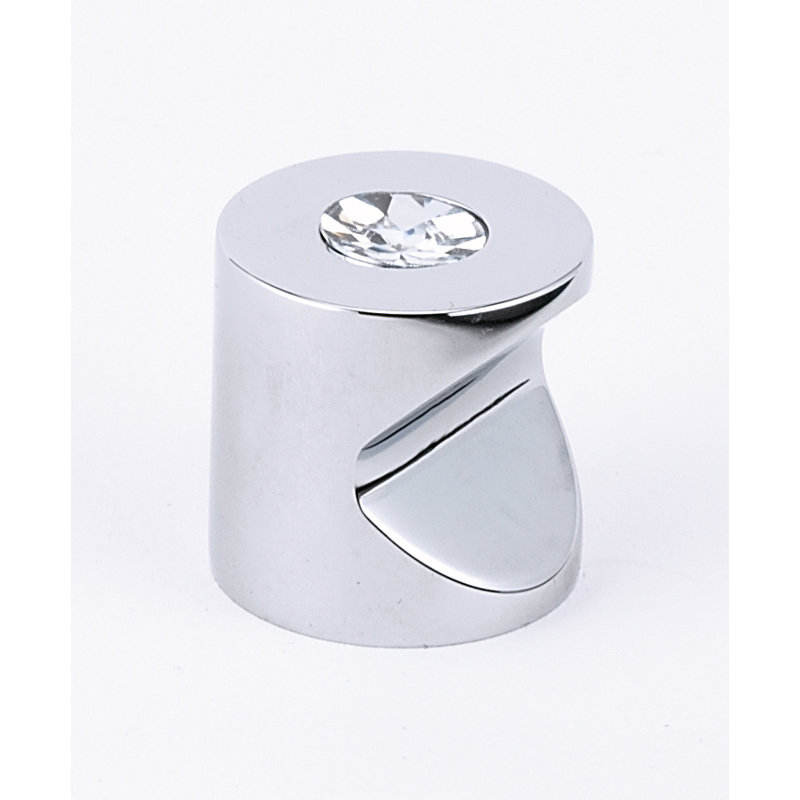 Swarovski Crystal Cylindrical Knob, 1" H x 1" W x 1" D, Polished Chrome