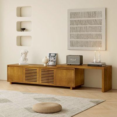 Meuble télé 63 po pour téléviseur de 75 po, meuble télé Mid-Century avec rangement, meuble audio-vidéo Farmhouse | Idée de cadeau