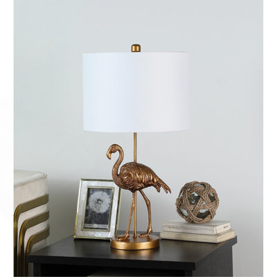 26" Matte Gold Flamingo Resin Table Lamp