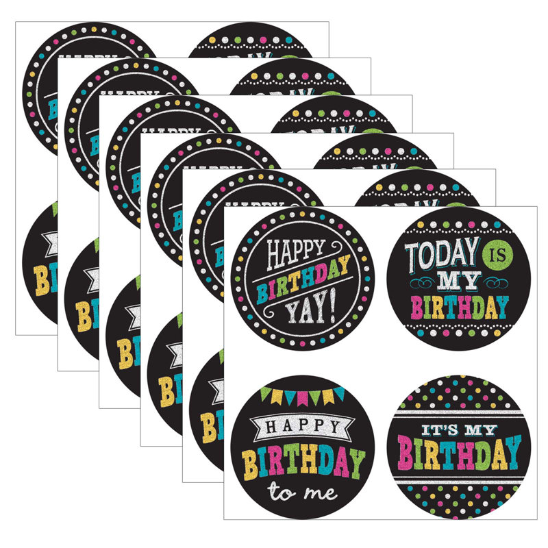 «Chalkboard Brights Happy Birthday» avec insignes