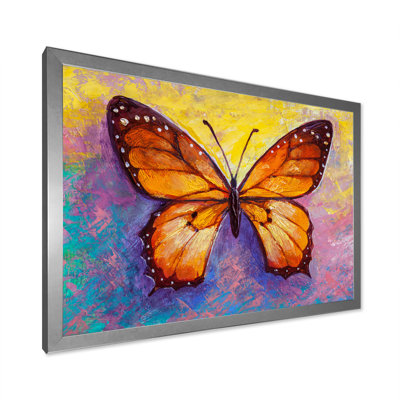 Orange, peinture abstraite papillon - reproduction d'art sur toile traditionnelle
