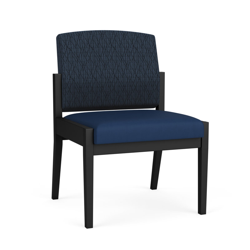 Chaise d'invité sans accoudoir en acier Amherst, Noir, Portes ouvertes en tissu noir