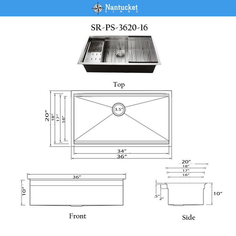 Pro Series 36 Stainless Steel Undermount Single Basin Kitchen Sink