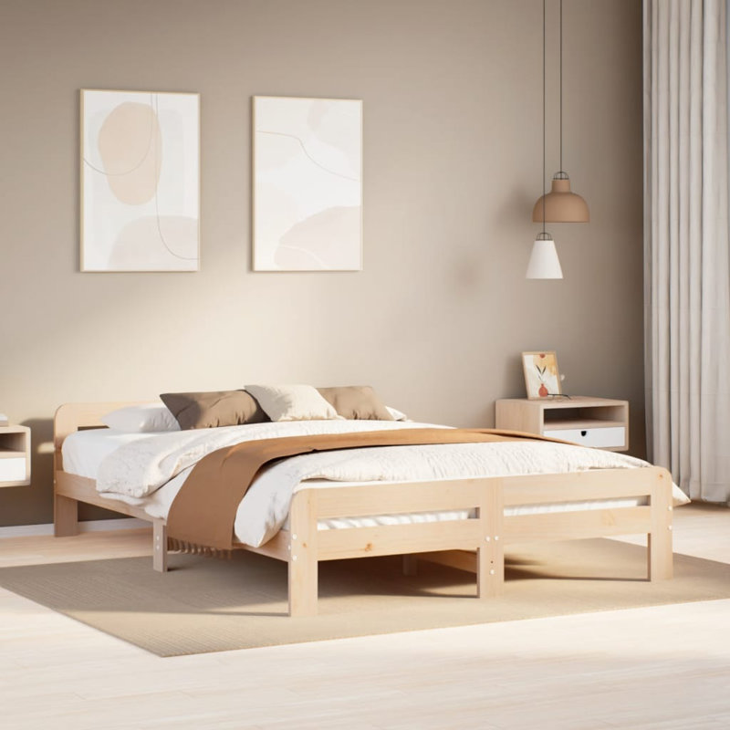 Ritu Short Full Solid Wood Bed, Kingsize (5'), Brown