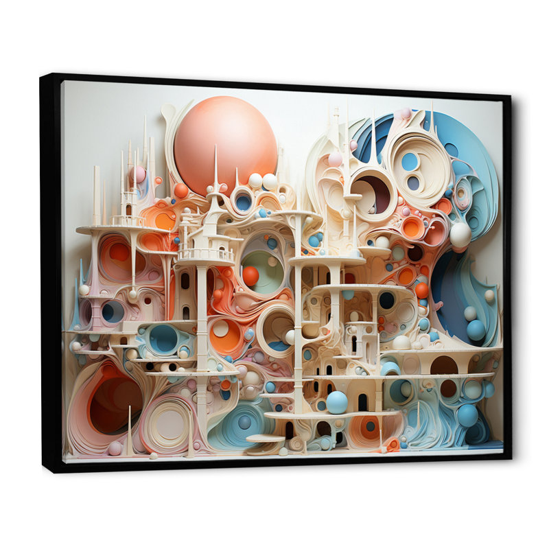 " Pastel Dreamy Diorama ", Black Floater Framed, 30" H x 40" W x 1.5" D