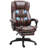 High Back Massage Office Chair With 6-Point Vibration, 5 Modes, Executive Chair, PU Leather Swivel Chair With Reclining Back, And Retractable Footrest, Brown-1404152843