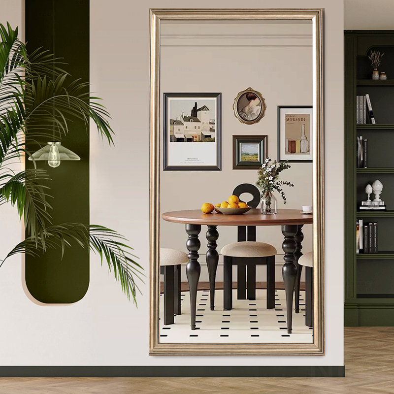 Full-Body Floor Mirror With Artificial Wood Frame, Elegant Design And Durability