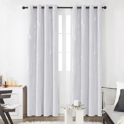 Spurgh Sliver Wave Foil Print Blackout Thermal Grommet Curtain Panels (Set of 2)