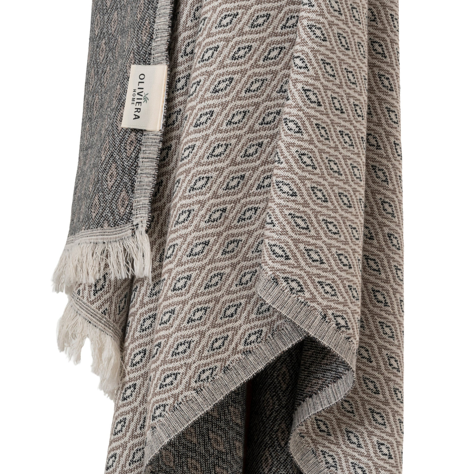 Diamond Loom Turkish Cotton Towel & Throw, Taupe Brown
