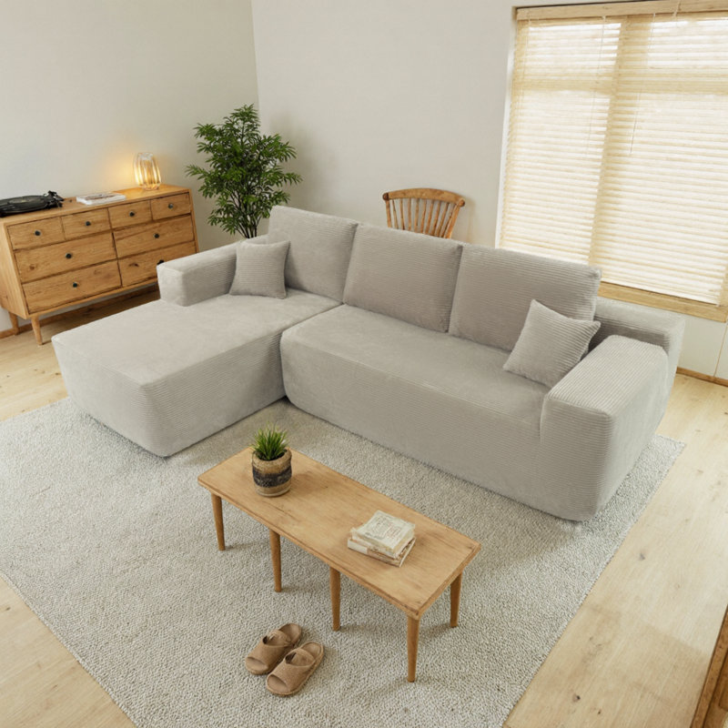 Canapé modulaire Cloud avec méridienne, canapé moderne en velours côtelé moelleux, aucun assemblage requis