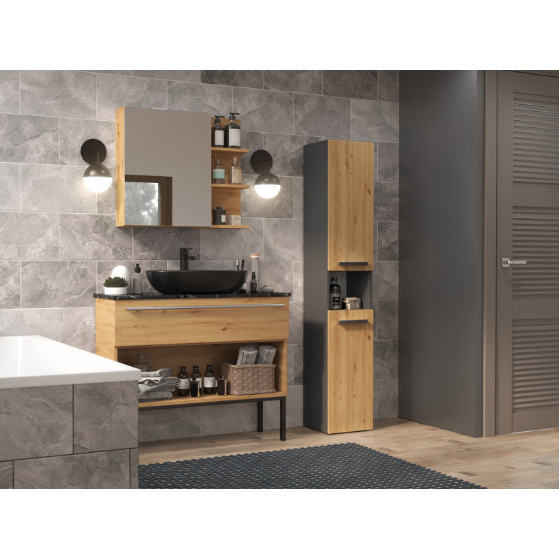 Jagdambika Linen Cabinet, Anthracite / Artisan Oak