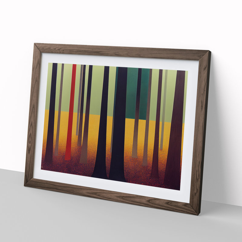 A Mystical Abstract Forest - Single Picture Frame Print, 46cm H x 64cm W x 2cm D, Walnut