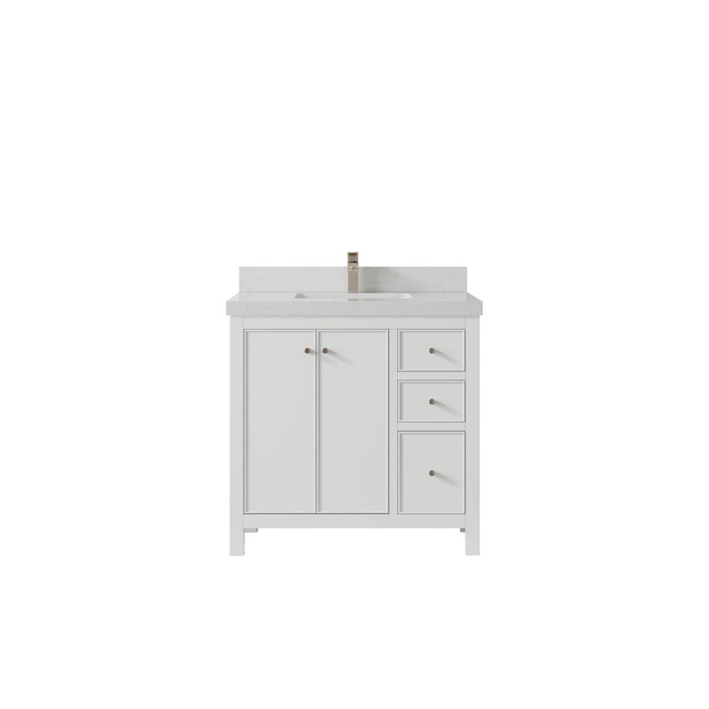 Meuble-lavabo simple avec plateau Chicago 36, Quartz de Carrare