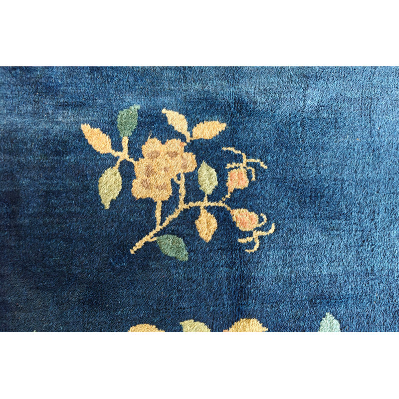 Hand Knotted Wool Oriental Area Rug in Navy