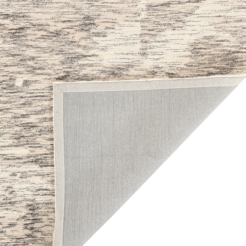 Chappelka Abstract Ivory Hand-Hooked Area Rug, Rectangle 2' x 3'