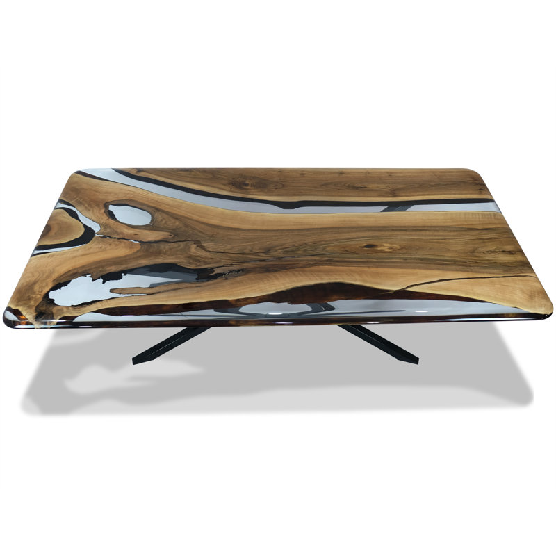 Parthenope Walnut Wood Dining Table, 48" W x 108.3" L 