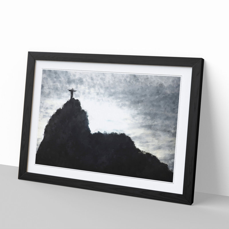 Christ the Redeemer in Rio Vol.1 - Picture Frame Painting, Black Framed, 48cm H x 65cm W x 2cm D