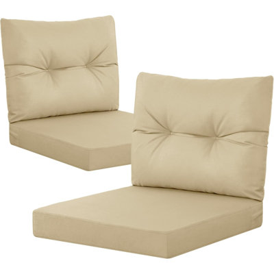 Outdoor Loveseat Cushion Set of 2, 24"x24"x4" Waterproof Deep Seat & Backrest Patio Cushions for Bench, Swing or Couch, Beige