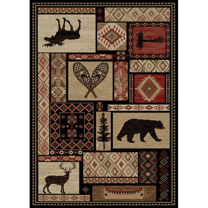 Tapis noir / beige Chateaux, Rectangle 3'11" x 5'3"