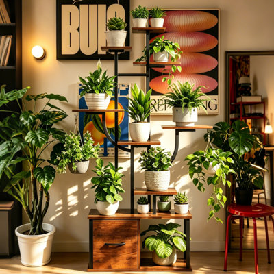  Support à plante d'intérieur 9 lumières avec 9 lumières de croissance et tablette de cadre en métal 59,06 po