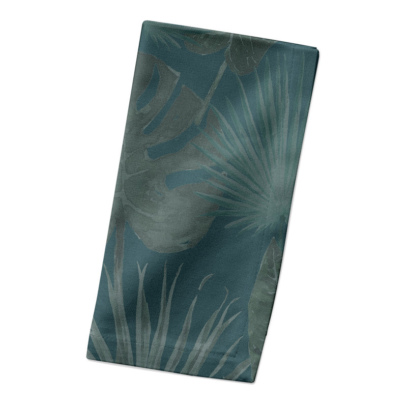 Mousseau Cotton Floral Square Napkin, Teal