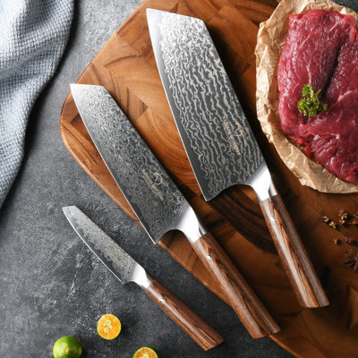 Nanfang Brothers Damascus Steel Knife Block Set