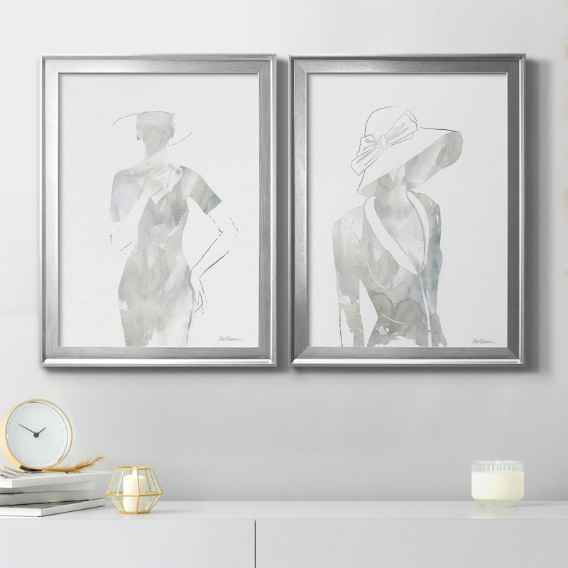 Fashion Cover I - Ensemble de 2 peintures sur toiles encadrées, H 22,5 po x l 61 po x P 1,5 po, Argent