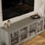 Crédence de rangement pour meuble télé en bois massif 66 po avec portes coulissantes en verre-1411160665