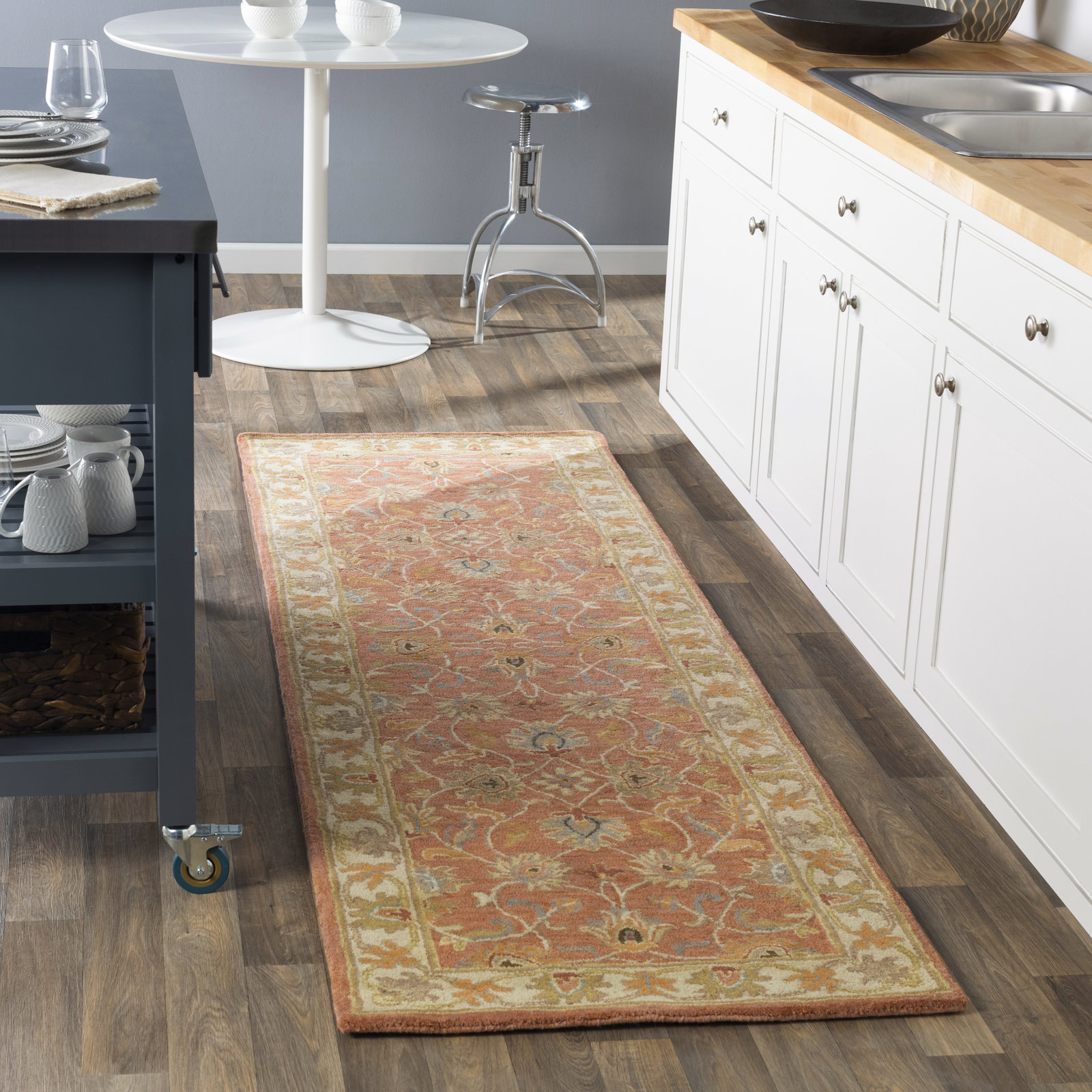 Arden Orange Hand-Tufted Wool Floral Rug, Runner 3' x 12'