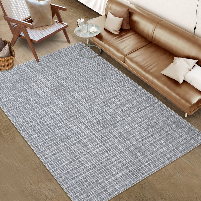 Tapis doux d'intérieur à poils courts lavable à motif géométrique moderne pour la décoration intérieure
