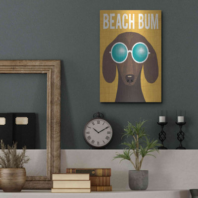 Trinx «Beach Dachshund I» par Michael Mullan, art mural en métal