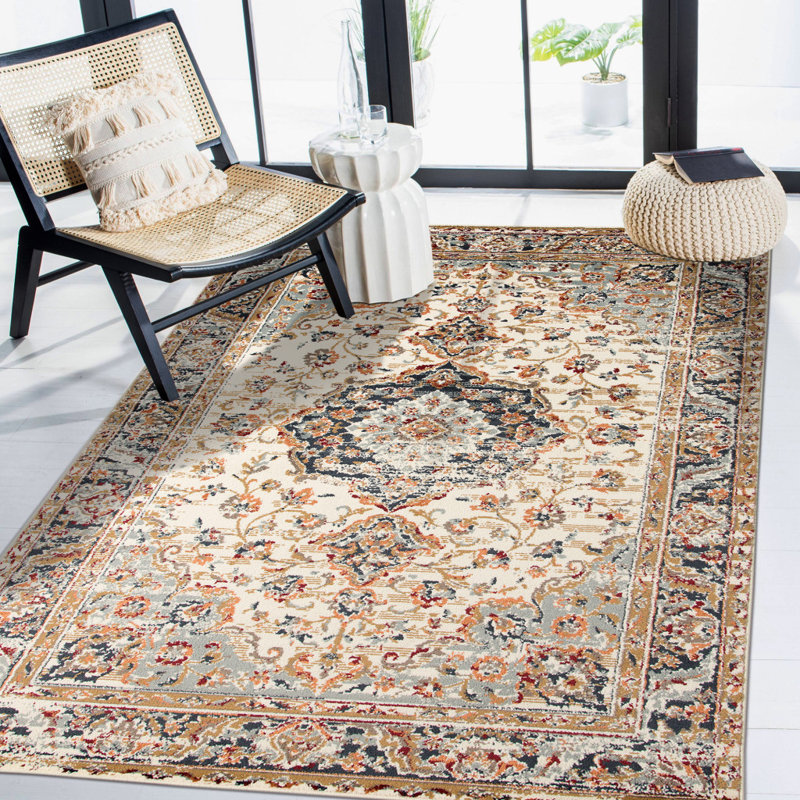 5' X 7' Ivory Medallion Power Loom Area Rug