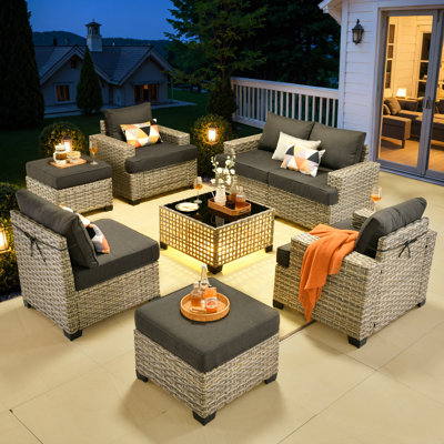 Wahkon Wicker/Rattan 5 - Person Seating Group With Cushions by Ebern Designs