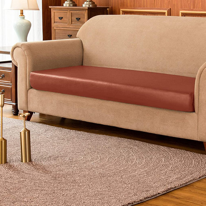 Box Cushion Sofa Slipcover, Orange