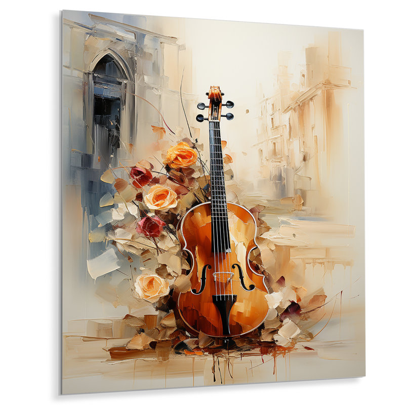 Rétro musique violon Melody I - musique, art mural en métal, H 20 po x l 12 po x P 1 po