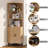 69.7’’H X 17.7’’ W Rattan And Wood Fan-Shaped Storage Bookcase With Doors, 3-Tier Corner Shelf With Cabinet-2024714961