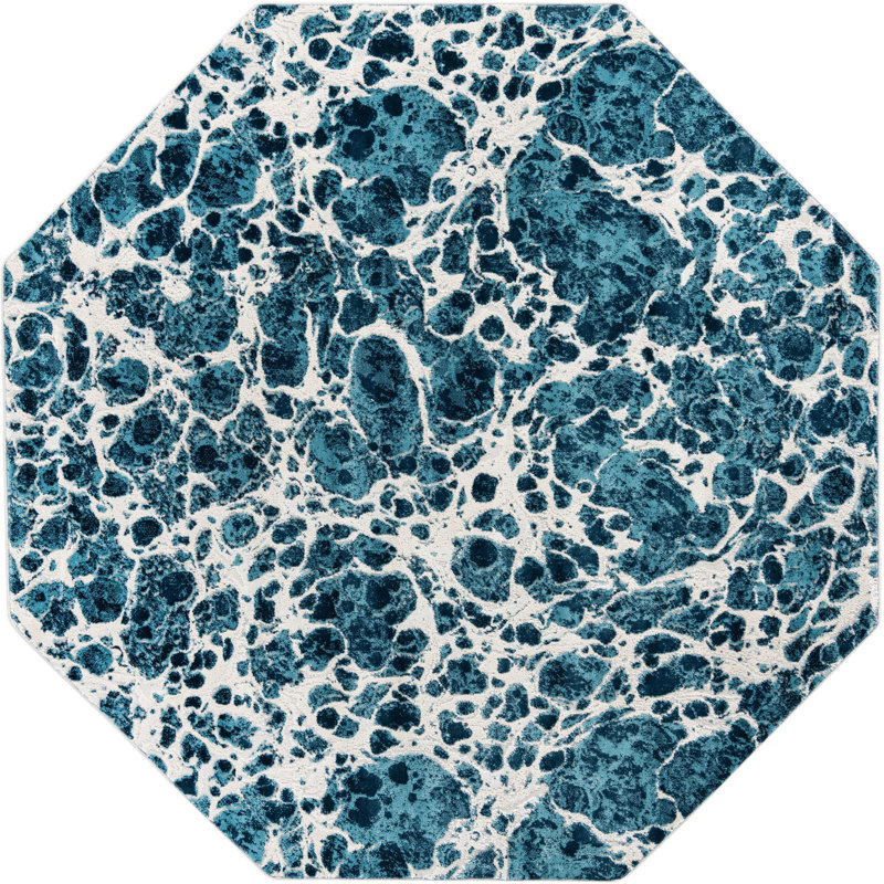 Tapis contemporain Araceli couleur océan, Octogone 7 pi