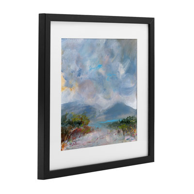 Expressive Mountain Mists Framed Print Under Glass, design by Leslie Birch