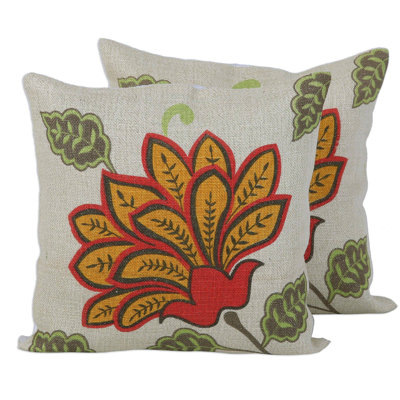  Radiant Bloom Jute Throw Pillow