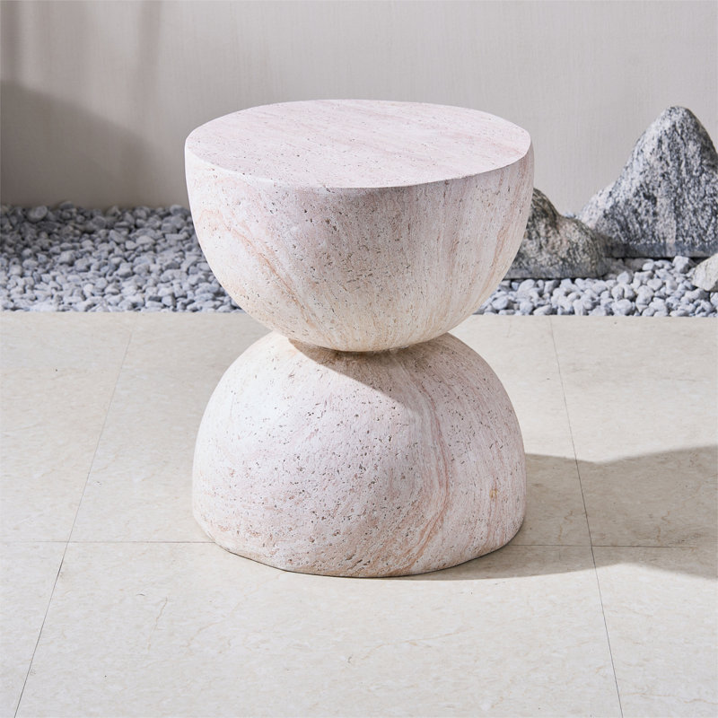 W15.75'' X D15.75'' X H17.72'' Magnesium Oxide Faux Marble Outdoor Side Table