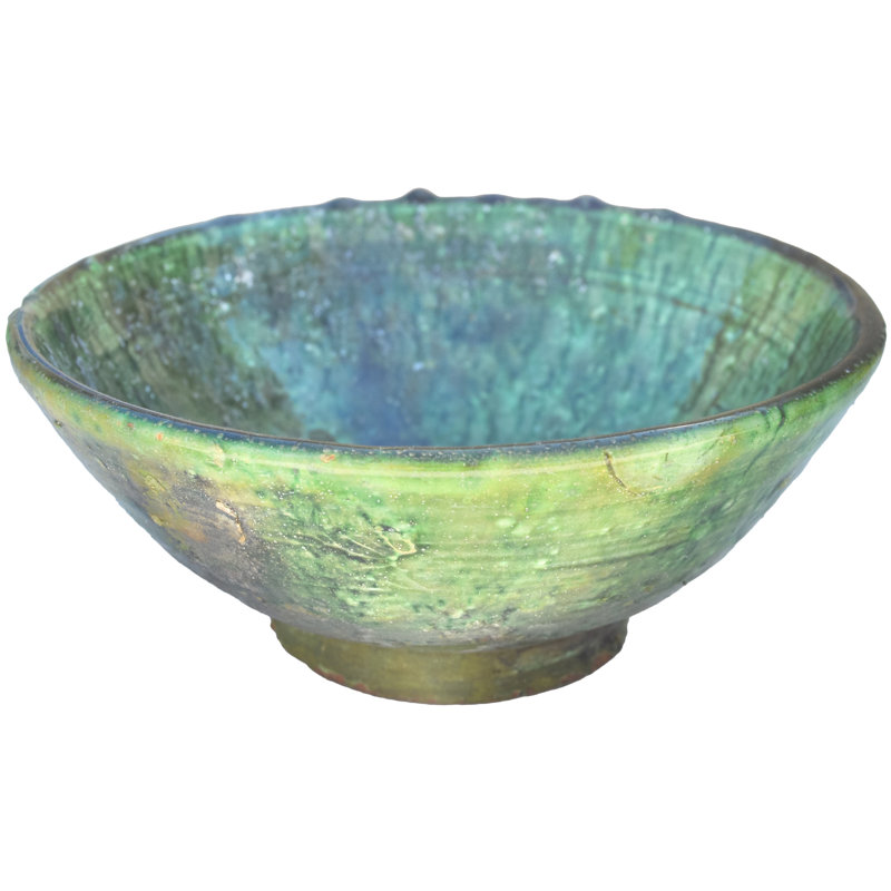 Bol en céramique émaillé vert antique fabriqué à la main