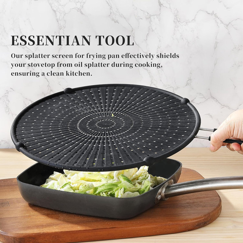Splatter Screen for Frying Pan,Silicone Grease Splatter Guard, Heat-Resistant Splatter Guards