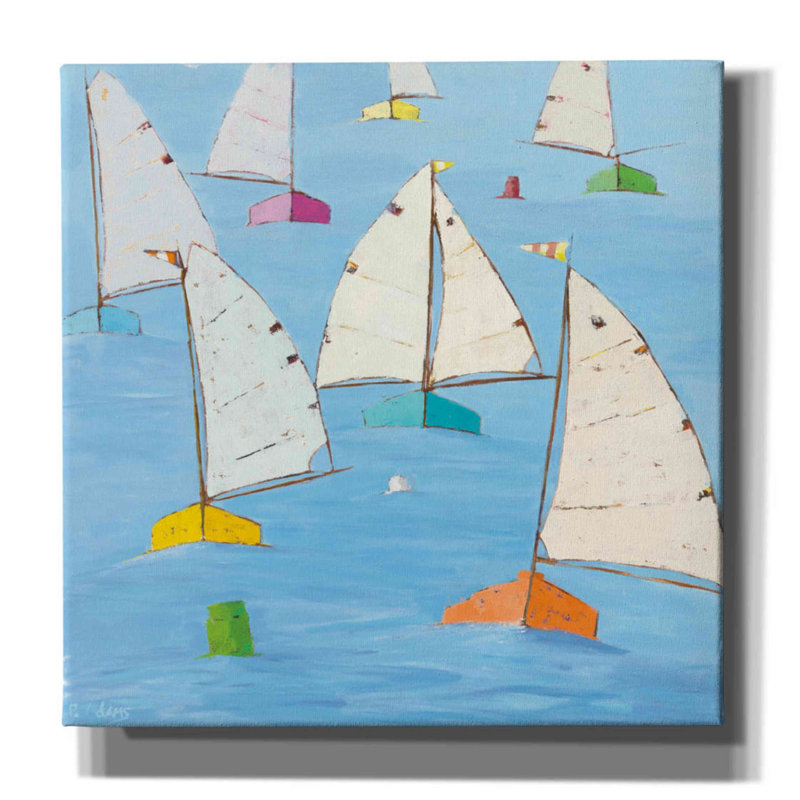 Regatta V - peinture sur toile tendue, H 12 po x l 12 po x P 0,75 po