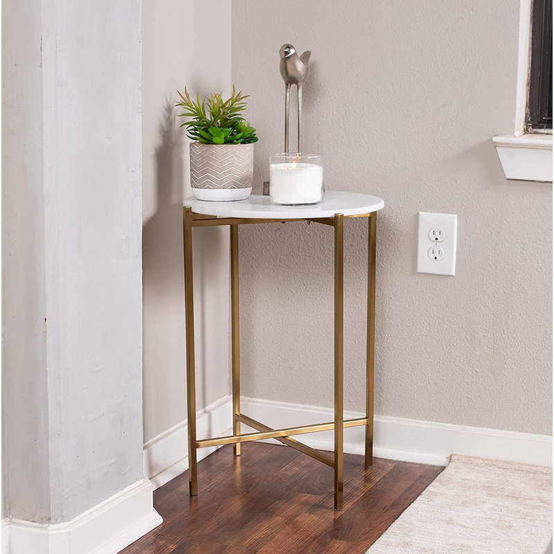 Marble Tray Top End Table, Gold