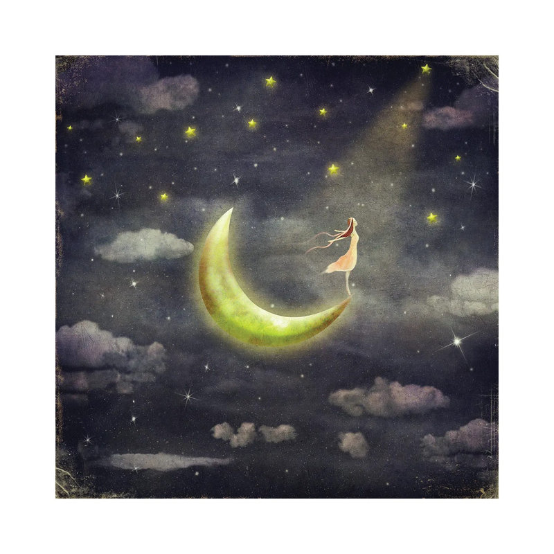 The Girl Who Admires The Star Sky - Print on Canvas, 66.04 cm H x 66.04 cm W x 1.91 cm D, Wrapped Canvas