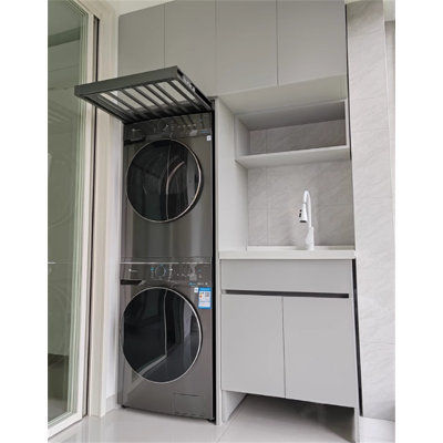 Above-Dryer Retractable Laundry Rack - Hidden Pull-Out Garment System