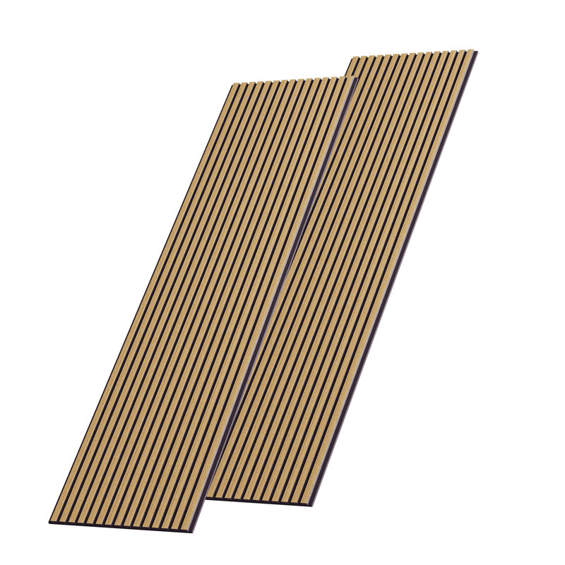  2 panneaux muraux 3D à lattes de bois insonorisées et insonorisées 3D 2 pièces x 94,5 po x 24 po, 2 panneaux de 31,5 pieds carrés (2 pièces / 31,5 pieds carrés) en chêne américain