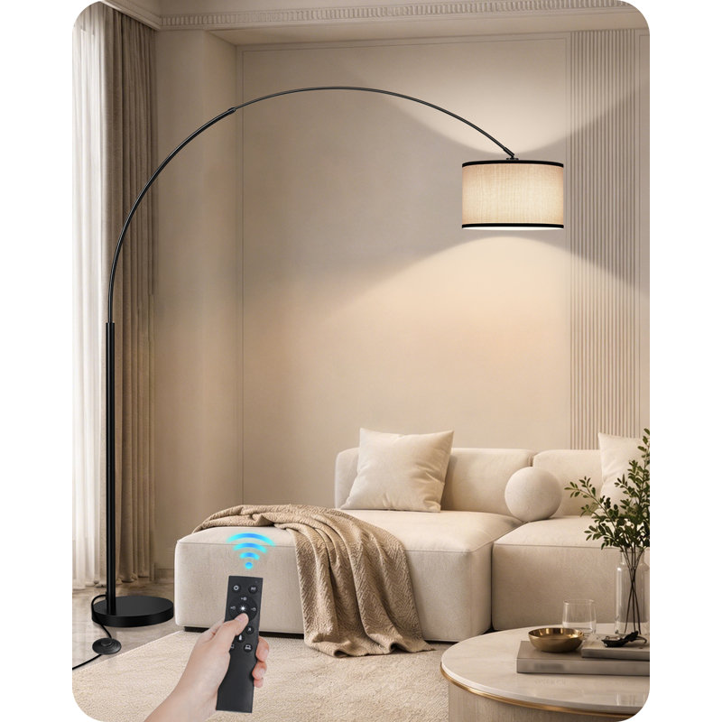 Grande lampe sur pied à arche / arquée extensible de 82 po avec télécommande et interrupteur au pied