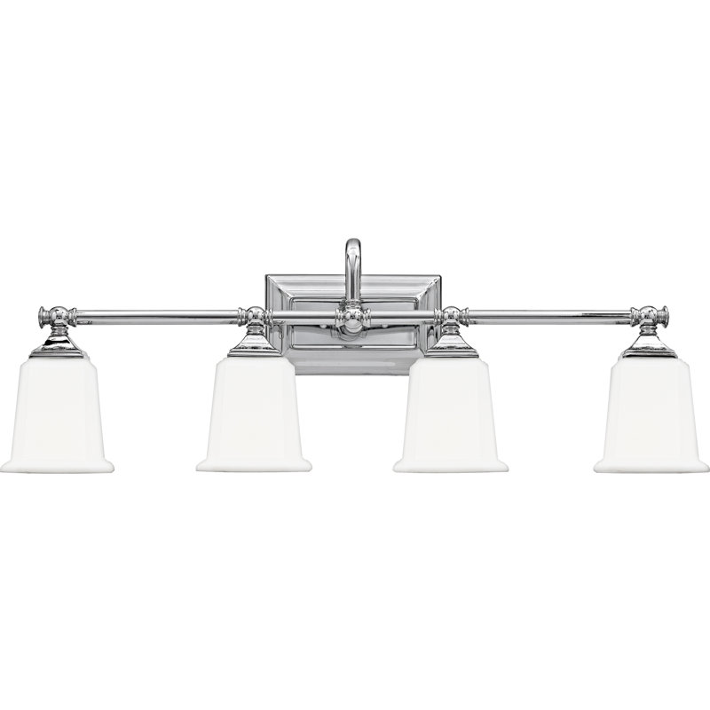 Nicholas 4-Light Polished Chrome Vanity Light, Polished Chrome, Opal Etched
