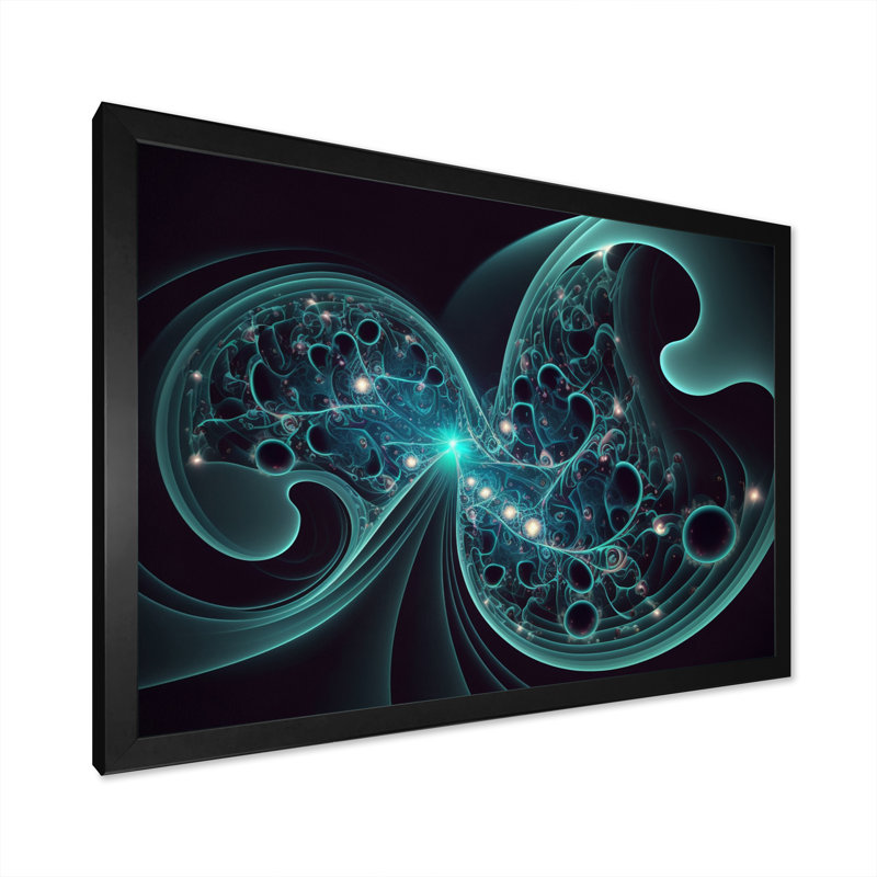 Turquoise galactique Superstring Space Harmony I - imprimé, H 16 po x l 32 po x P 1 po, Cadre simple noir